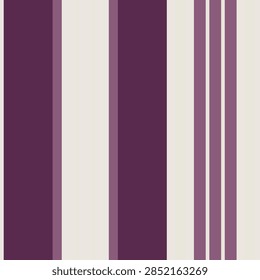 Seamless stripes pattern: mirrored sett of broad blocks, guard stripes and overcheck, identical in warp and weft. plum sage palette. Solid fills only, no transparency or gradients.