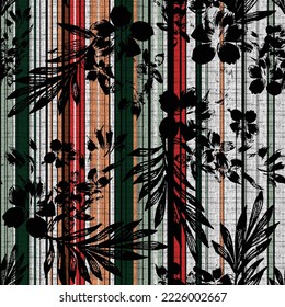 seamless stripes pattern on flower background