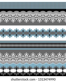 Seamless stripes pattern. Stripe Set of Lace Bohemian Seamless Borders.  Decorative ornament backdrop for fabric, textile, wrapping paper. 