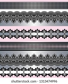 Seamless stripes pattern. Stripe Set of Lace Bohemian Seamless Borders.  Decorative ornament backdrop for fabric, textile, wrapping paper. 