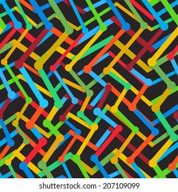 Seamless stripes pattern. Texture with colorful zigzag lines on black
