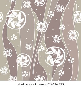 Seamless stripes and rolls pattern, grey color variation. Pattern color swatch included