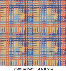 Nahtlose Streifen. Nahtloses Tartan-Muster. Modernes Muster mit farbenfrohen Linien. Abstrakte Textur mit Kreuzstreifen. Ethnische Print-Imitation von Gras Mat.
