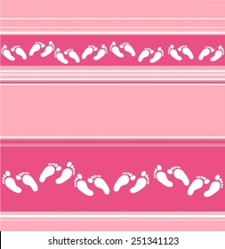 Seamless stripey pattern with scattered feet decor 