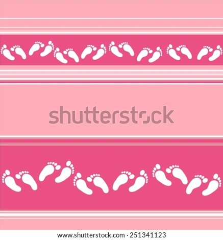 Seamless stripey pattern with scattered feet decor 