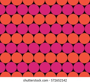 Seamless strips of circles. Colorful seamless background with beige and orange. Geometric vector background. Vivid color background.