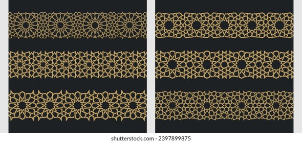 Seamless strokes pattern in authentic arabian style. Vector illustrations set