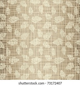 Seamless structure Beige leaves against a linen cloth