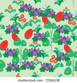 Seamless structure with berries and colors. A wood glade. Illustration.