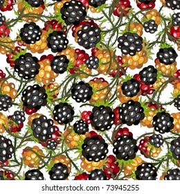 Seamless structure a bush with multi-colored berries