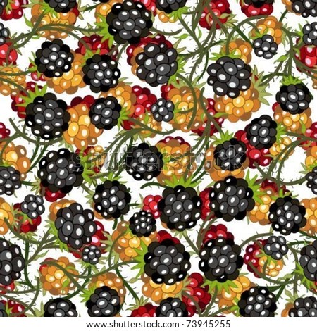Seamless structure a bush with multi-colored berries