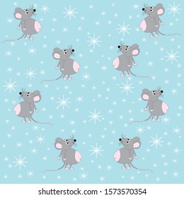 seamless structure with cute mice and snowflakes