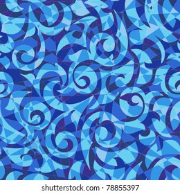 Seamless structure a dark blue mosaic a stained-glass window with monograms