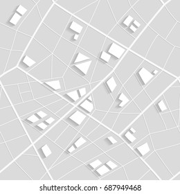 Seamless structure of map of nonexistent city. White pattern of lines and polygons. 