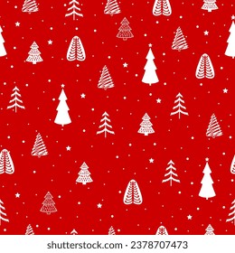 Seamless style christmas trees and snowflakes. Winter pattern