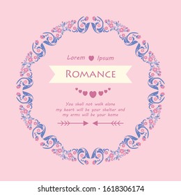 Seamless Style and elegant design of romance invitation card, with leaf and pink wreath frame. Vector