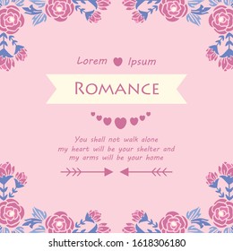 Seamless Style and elegant design of romance invitation card, with leaf and pink wreath frame. Vector