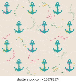 Seamless stylish anchor pattern. Use to create quilting patches or seamless backgrounds for various textile and craft projects.