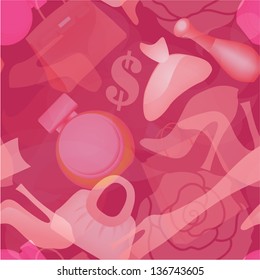 Seamless stylish background with lady's wear accessories