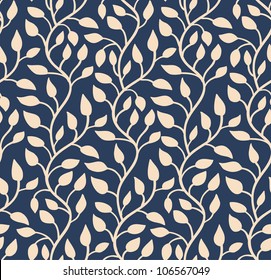 Seamless stylish blue leaf pattern. Vector illustration