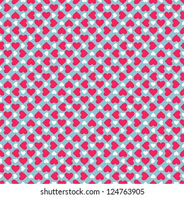 Seamless stylish bright pattern with hearts. Vector illustration