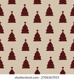 seamless stylish christams pattern with xmas tree. vector seamless print in minimalistic style. xmas template for cards, backgrounds, prints. simple flat illustration with decorations