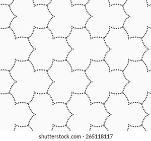 Seamless stylish dotted geometric background. Modern abstract pattern made with dotts. Flat monochrome design.Gray dotted three pedal pointy flower grid.