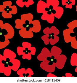 Seamless stylish floral background of a red poppies