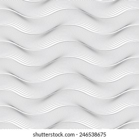 Seamless stylish geometric background. Modern abstract pattern. Flat monochrome design.Repeating ornament of many horizontal wavy lines with ripples.