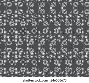 Seamless stylish geometric background. Modern abstract pattern. Flat monochrome design.Repeating ornament vertical dotted stripes with double circles .