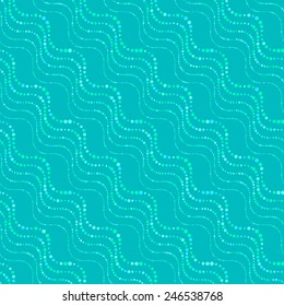 Seamless stylish geometric background. Modern abstract pattern. Flat textured design.Textured ornament with blue doted wavy lines.