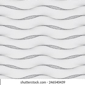 Seamless stylish geometric background. Modern abstract pattern. Flat monochrome design.Repeating ornament of many gray horizontal wavy lines.