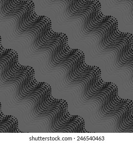 Seamless stylish geometric background. Modern abstract pattern. Flat monochrome design.Repeating ornament of dotted wavy texture with monochrome transaction.