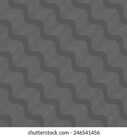 Seamless stylish geometric background. Modern abstract pattern. Flat monochrome design.Repeating ornament dotted diagonal wavy dark gray.
