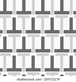 Seamless stylish geometric background. Modern abstract pattern. Flat monochrome design.Monochrome pattern with black gray  t shapes.