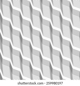 Seamless stylish geometric background. Modern abstract pattern. Flat monochrome design.Monochrome pattern with light and dark gray striped diagonal braids with shades.