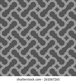 Seamless stylish geometric background. Modern abstract pattern. Flat monochrome design.Dark gray ornament with offset c shapes.