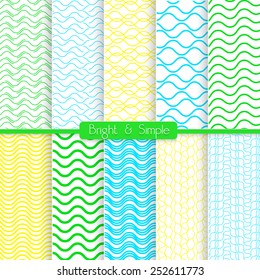 Seamless stylish geometric background set. Simple patterns.Each pattern grouped on separate layer under cover. Easy to edit or recolor.