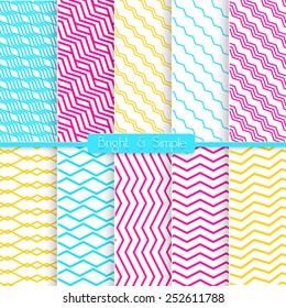Seamless stylish geometric background set. Simple patterns.Each pattern grouped on separate layer under cover. Easy to edit or recolor.