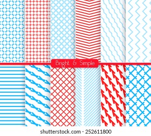 Seamless stylish geometric background set. Simple patterns.Each pattern grouped on separate layer under cover. Easy to edit or recolor.