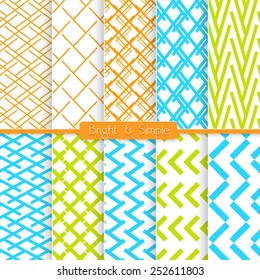 Seamless stylish geometric background set. Simple patterns.Each pattern grouped on separate layer under cover. Easy to edit or recolor.