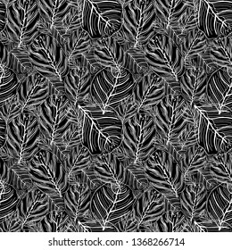 Seamless stylish leaves pattern. Design wallpaper, fabrics, postal packaging. Vector illustration.