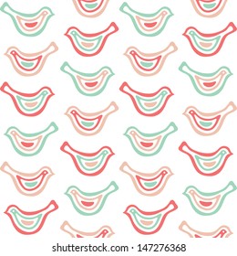 Seamless stylish minimalistic pattern with birds. Vector illustration