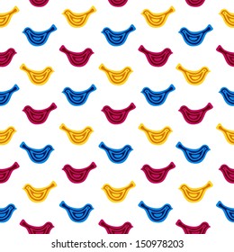 Seamless stylish minimalistic pattern with color birds. Vector illustration