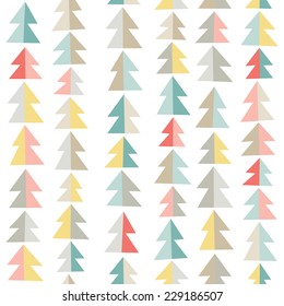 Seamless stylish minimalistic pattern with color christmas trees. Vector illustration