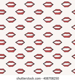 Seamless stylish minimalistic pattern with red lips