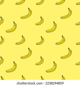 Patrón elegante de bananas sobre fondo amarillo en estilo plano. listo para usar para tela, textil, envoltura y otros.