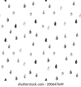 Seamless stylish pattern with black grunge raindrops. Vector illustration