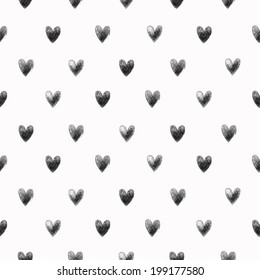 Seamless stylish pattern with black hearts. Vector illustration