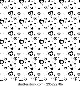 Seamless stylish pattern with black hearts. Vector illustration